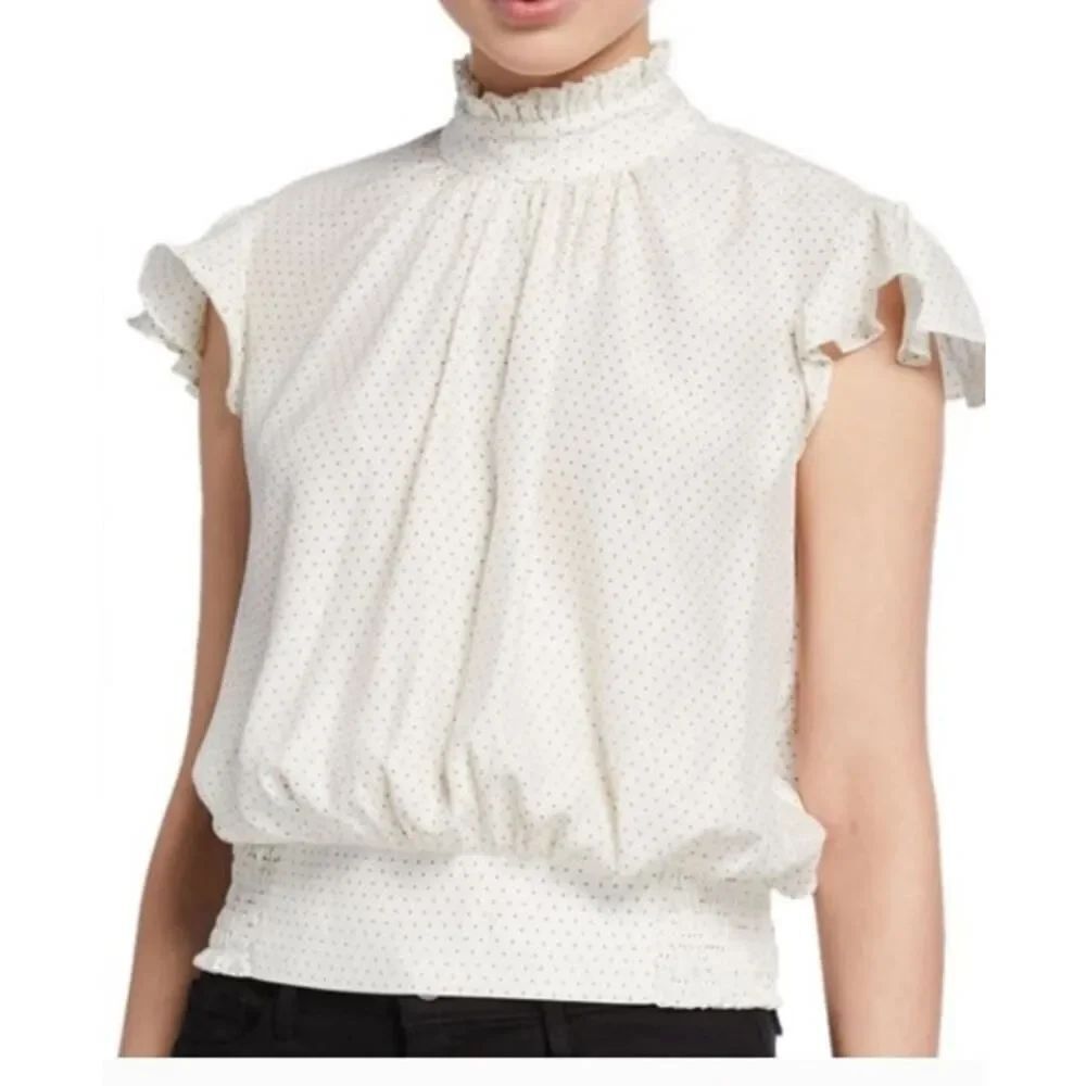 Frame Cream Floral Ruffle Sleeveless Silk Top Sz. XS